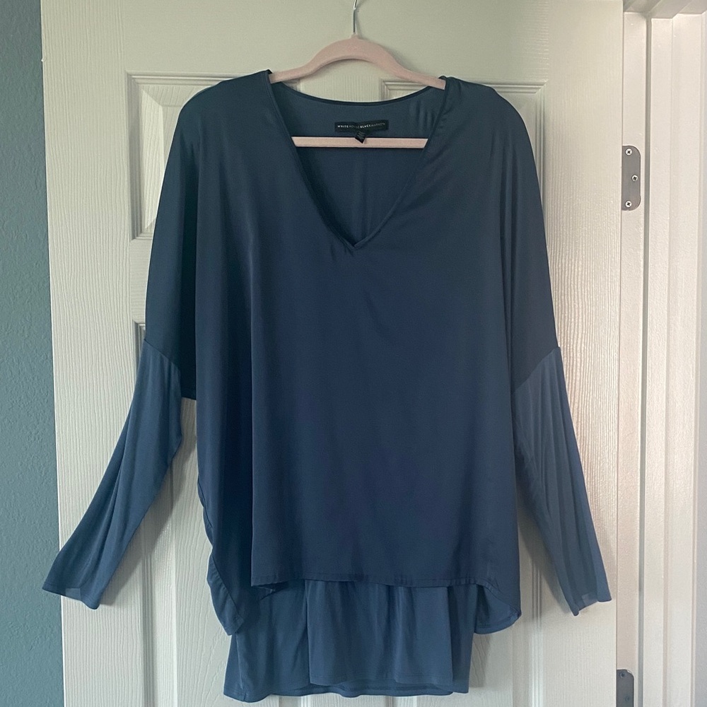 White House Black Market Deep Blue Long Sleeve Top